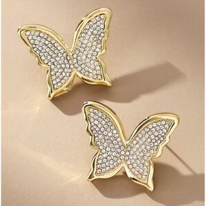 NWT Anthropologie BaubleBar On The Fly Earrings NEW Butterfly Gold